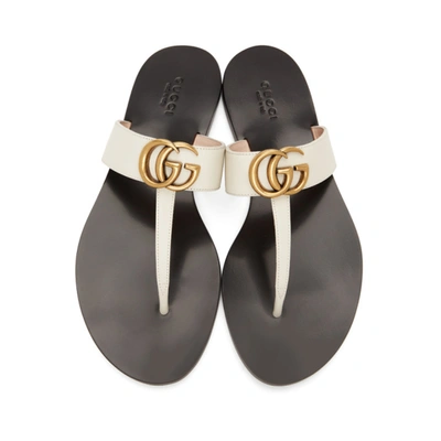 Shop Gucci Off-white Gg Marmont Sandals In Mystic White