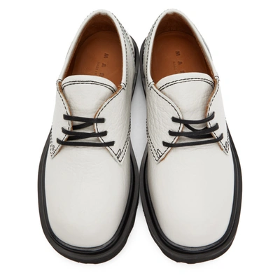 Shop Marni White Contrast Stitch Lace-up Oxfords In 00w01 Lily