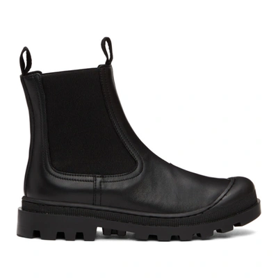 Shop Loewe Black Calfskin Chelsea Boots In 1100 Black