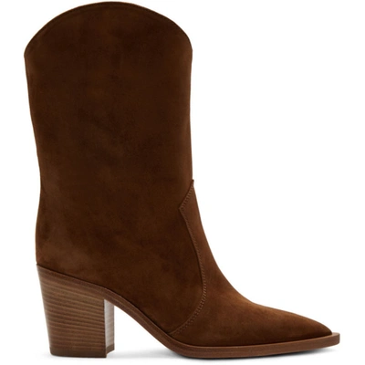 Shop Gianvito Rossi Brown Suede Denver Boots In Texas