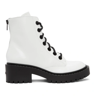 Shop Kenzo White Pike Lace-up Boots In 01 White
