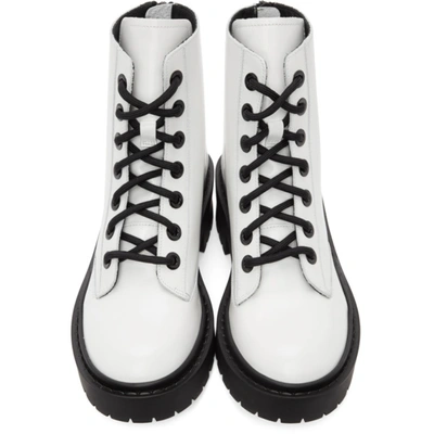 Shop Kenzo White Pike Lace-up Boots In 01 White