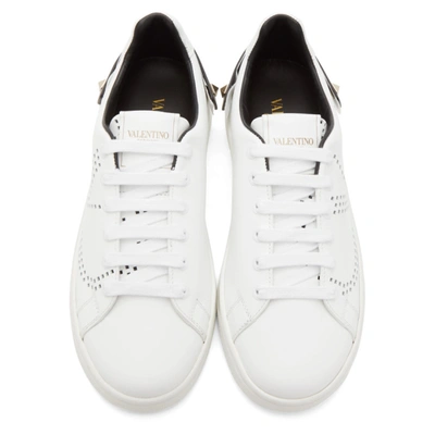 Shop Valentino White  Garavani Vlogo Backnet Sneakers In A01 White/black