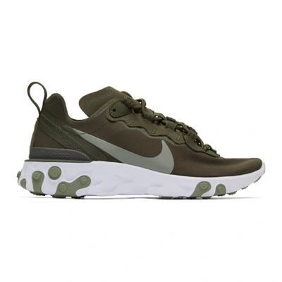 Shop Nike Green & White React Element 55 Sneakers In 302 Cargo K