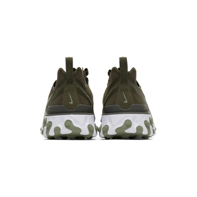 Nike Green & White React Element 55 Sneakers In 302 Cargo K