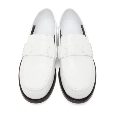 Shop Maison Margiela White Slip-on Loafers In T1003 White