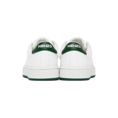 Shop Kenzo White & Green Sport Logo Sneakers In 55 Bottle G