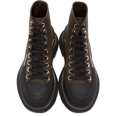 Shop Alexander Mcqueen Brown Tread Slick Platform High Sneakers In 2066 Brown