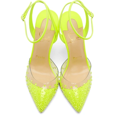 Shop Christian Louboutin Yellow Pcv Spikaqueen 100 Heels In Y183 V Yell