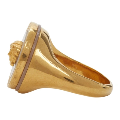 Shop Versace Gold Medusa Pearl Ring In D01tr Gold