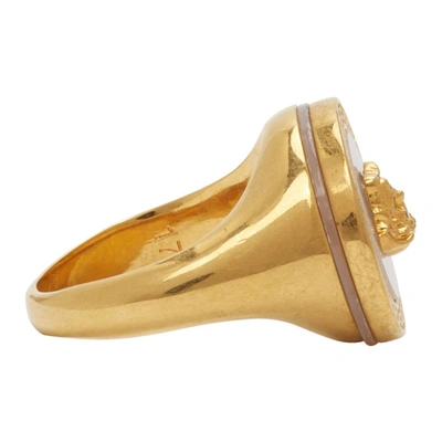 Shop Versace Gold Medusa Pearl Ring In D01tr Gold
