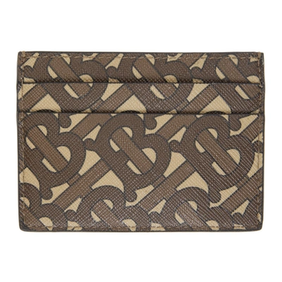 BURBERRY 驼色 AND 棕色 MONOGRAM PRINT E-CANVAS 卡包