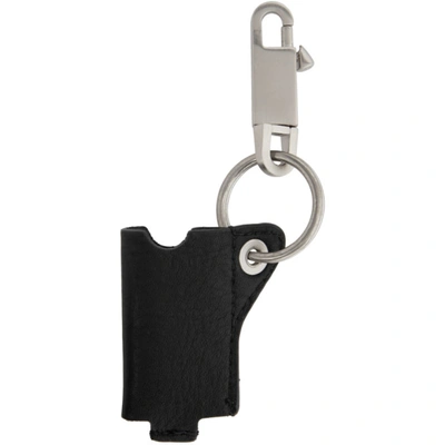 Shop Rick Owens Black Leather Tiny Lighter Case Keychain In 09 Blk