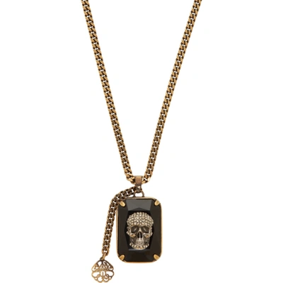 Shop Alexander Mcqueen Gold Skull Gem Necklace In 5080 Gold