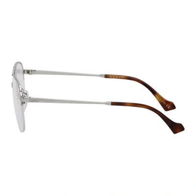 Shop Gucci Silver Aviator Glasses In 004 Silver