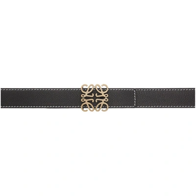 Shop Loewe Black Contrast Stitch Anagram Belt In 9007black/n