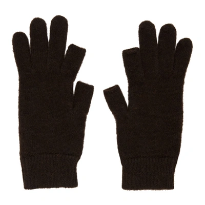 Shop Rick Owens Brown Mohair & Alpaca Touchscreen Gloves In 94 Dark Brn