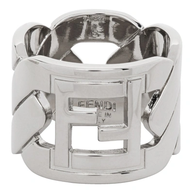 Shop Fendi Silver 'forever ' Chain Ring In F0th0 Palla