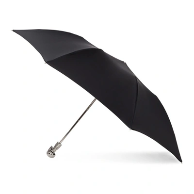 Shop Alexander Mcqueen Black & Silver Skull Folded Umbrella In 1000 Black