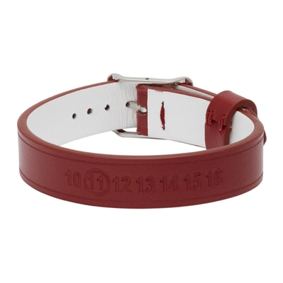 Shop Maison Margiela Red Leather Bracelet In 970 Redwhit