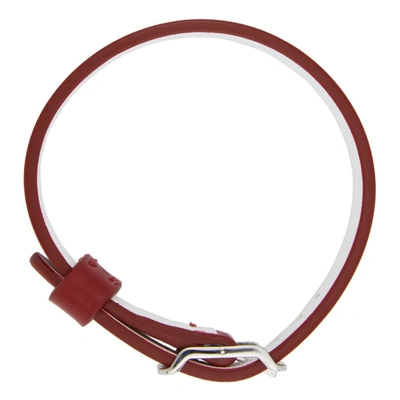 Shop Maison Margiela Red Leather Bracelet In 970 Redwhit