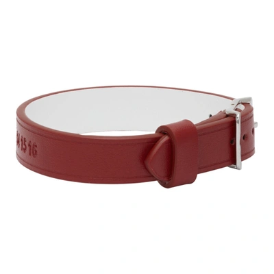 Shop Maison Margiela Red Leather Bracelet In 970 Redwhit