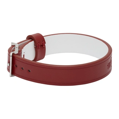 Shop Maison Margiela Red Leather Bracelet In 970 Redwhit