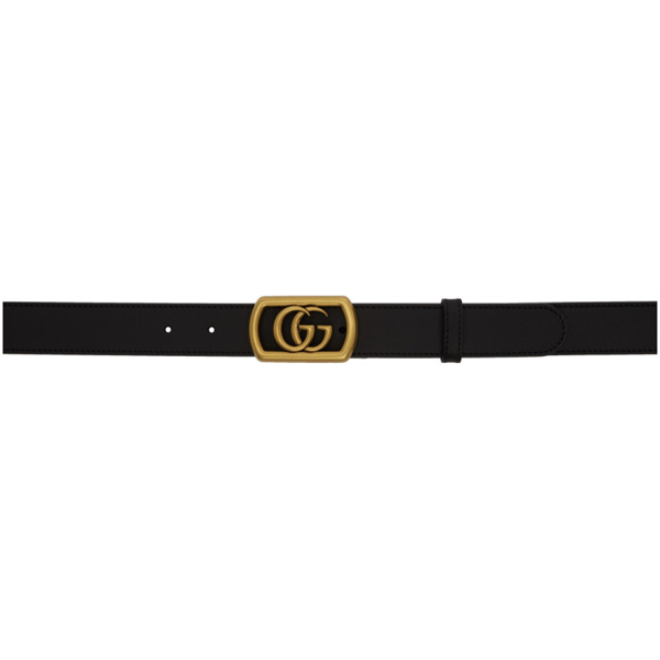 leather belt with framed double g