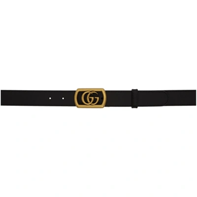 Shop Gucci Black Leather Framed Gg Belt In 1000 Nero