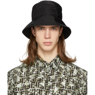 Shop Fendi Black Mono Eye Bucket Hat In F0abb Black