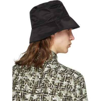 Shop Fendi Black Mono Eye Bucket Hat In F0abb Black