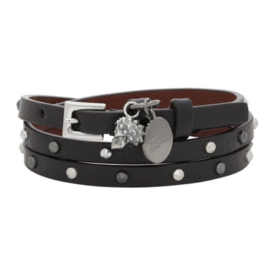 Shop Alexander Mcqueen Black Skull Wrap Bracelet In 1000 Black