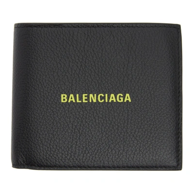 Shop Balenciaga Black & Yellow Square Coin Wallet In 1072 Blkylw