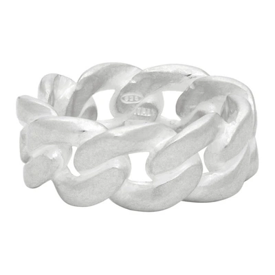 Shop Maison Margiela Silver Curb Chain Ring In 951 Silver