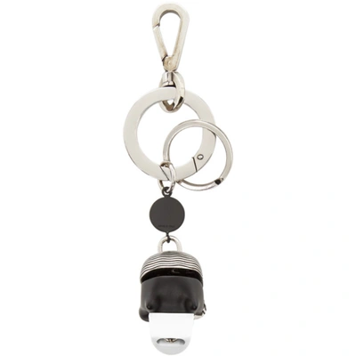 Shop Alexander Mcqueen Silver Divided Skull Keychain In 1078 Bkwht