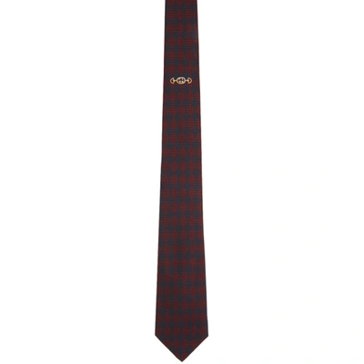 Shop Gucci Red & Blue Interlocking G Tie In 4073 Midbor
