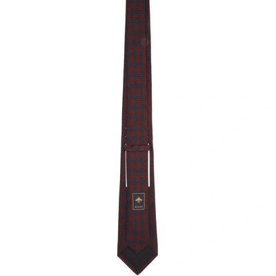 Shop Gucci Red & Blue Interlocking G Tie In 4073 Midbor
