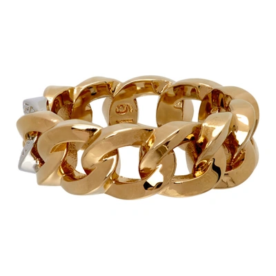 Shop Versace Gold Medusa Chain Ring In Kvop Gldsil