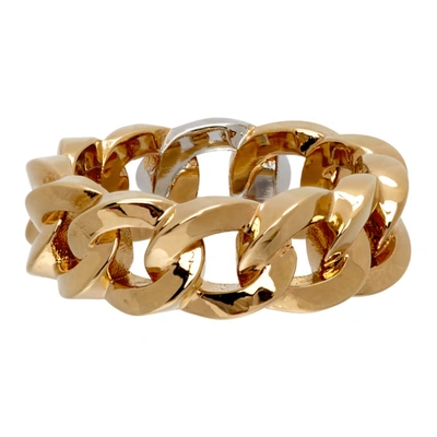 Shop Versace Gold Medusa Chain Ring In Kvop Gldsil