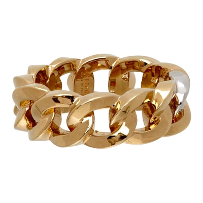 Shop Versace Gold Medusa Chain Ring In Kvop Gldsil