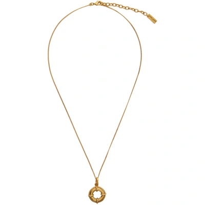 Shop Saint Laurent Gold Lifebuoy Pendant Necklace In 8204 Vieil