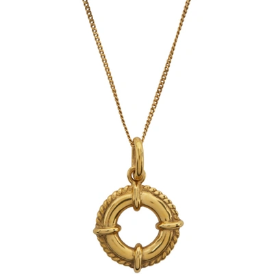 Shop Saint Laurent Gold Lifebuoy Pendant Necklace In 8204 Vieil