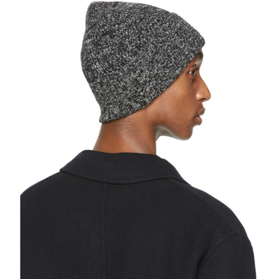 Shop Acne Studios Black & White Ribbed Beanie In Black/white