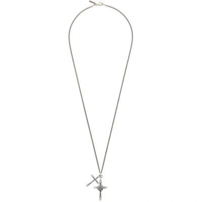 Shop Emanuele Bicocchi Silver Double Cross Necklace