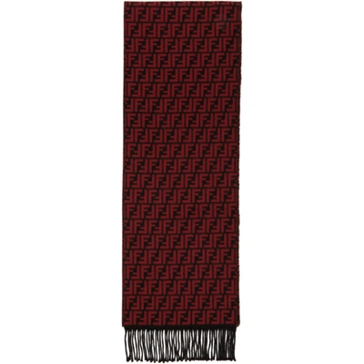 Shop Fendi Black & Red Wool 'forever ' Scarf In F0qy3 Redbl