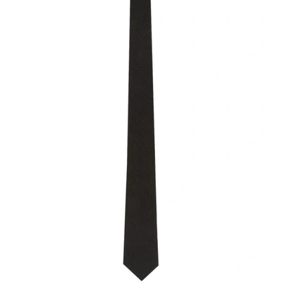 Shop Bottega Veneta Black Wool Herringbone Pala Tie In 1018-black/