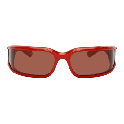 Shop Balenciaga Red Intnl Screen Sunglasses In 005 Red