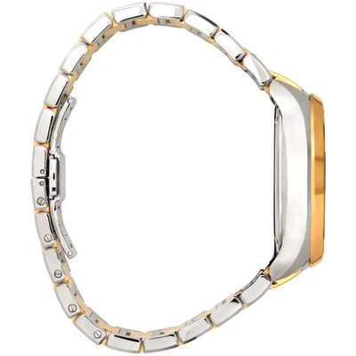 Shop Fendi Silver & Gold 'momento ' Chronograph Watch In Silvr/gold