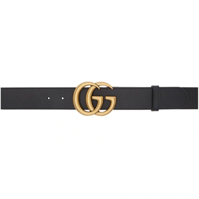 Shop Gucci Black Gg Marmont Belt In 1000 Blck
