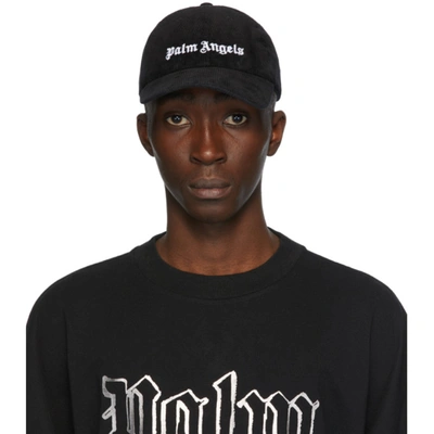 Shop Palm Angels Black Corduroy Classic Logo Cap